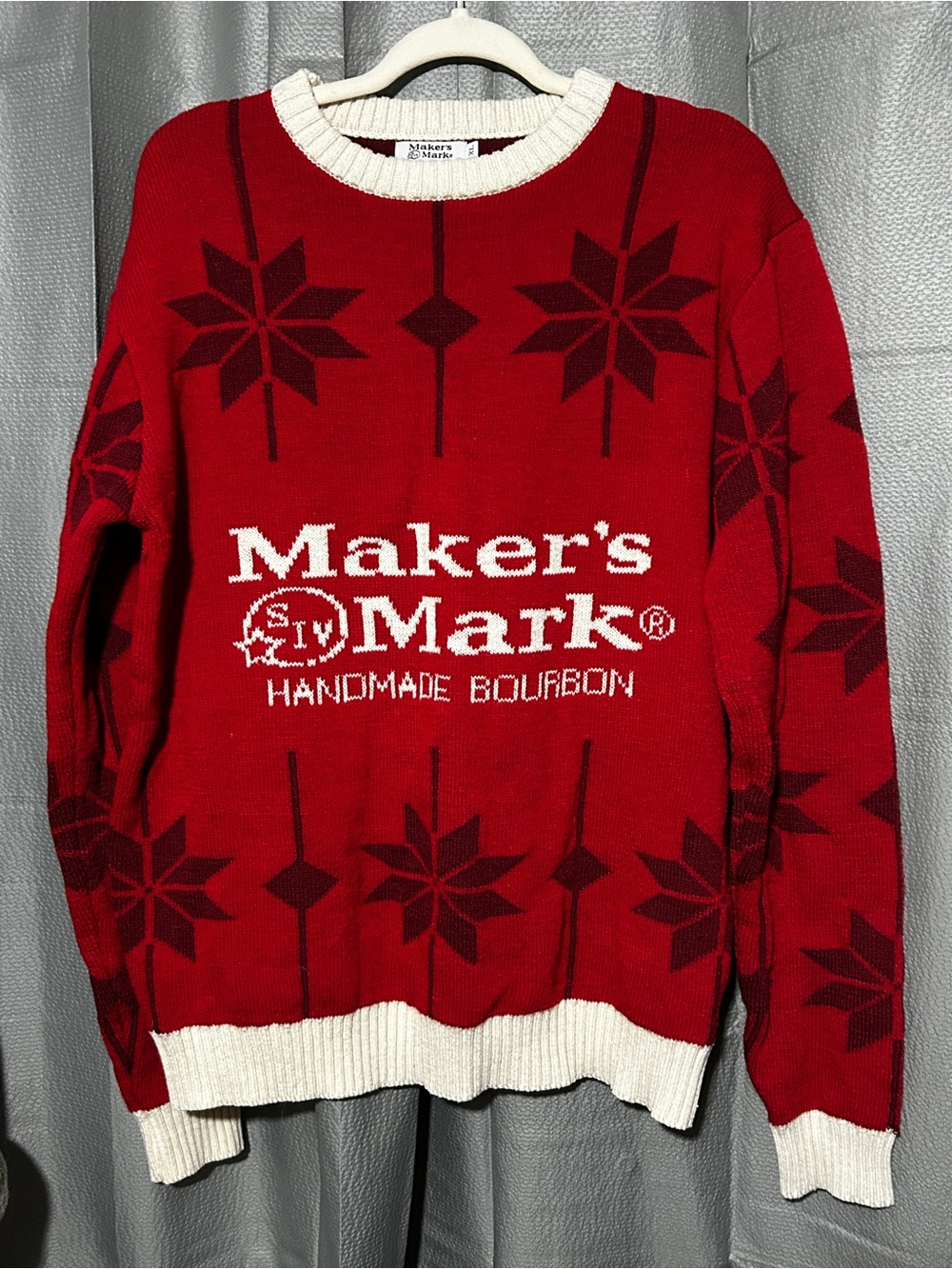Maker's Mark Red Crewneck Sweater with Contrast Trim